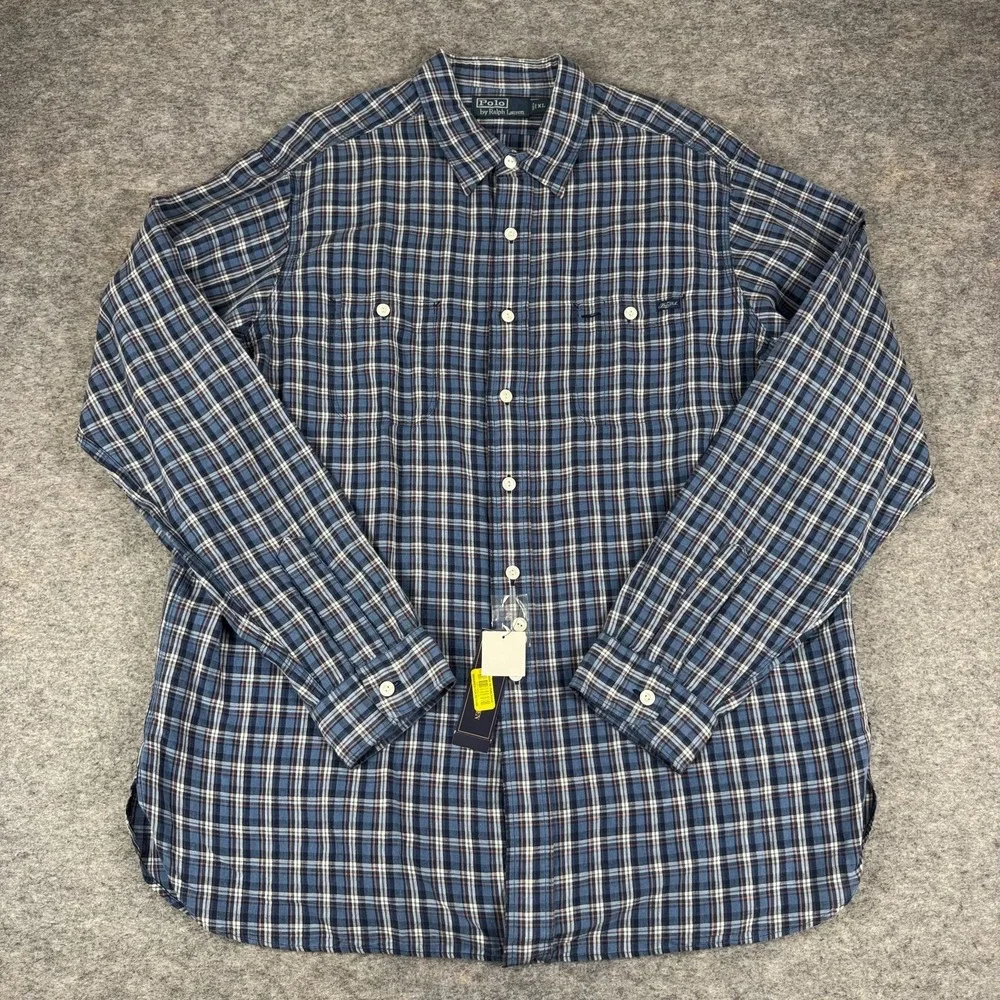 Polo Ralph Lauren Double Pocket Work Shirt Classic Linen Blend Lot‎ of 2 Mens XL